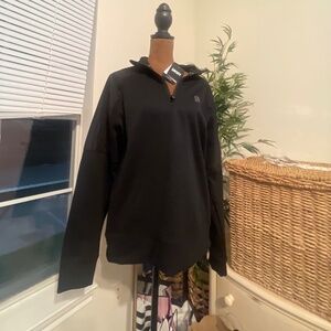 DKNY Mens Black Long Sleeve Quarter Zip Stretch Mock Neck Pullover Sweatshirt S